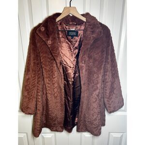Dennis by Dennis Basso Mauve Pink Sculpted Faux Fur Coat Jacket Size L